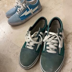 Set of 2 Vans x REVENGE, size 11 - GREEN PAIR & LIGHT BLUE PAIR